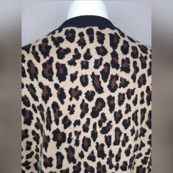 alice + olivia Bradford Grandpa Leopard Wool Blend Cardigan Sweater Size Medium - Picture 11 of 16